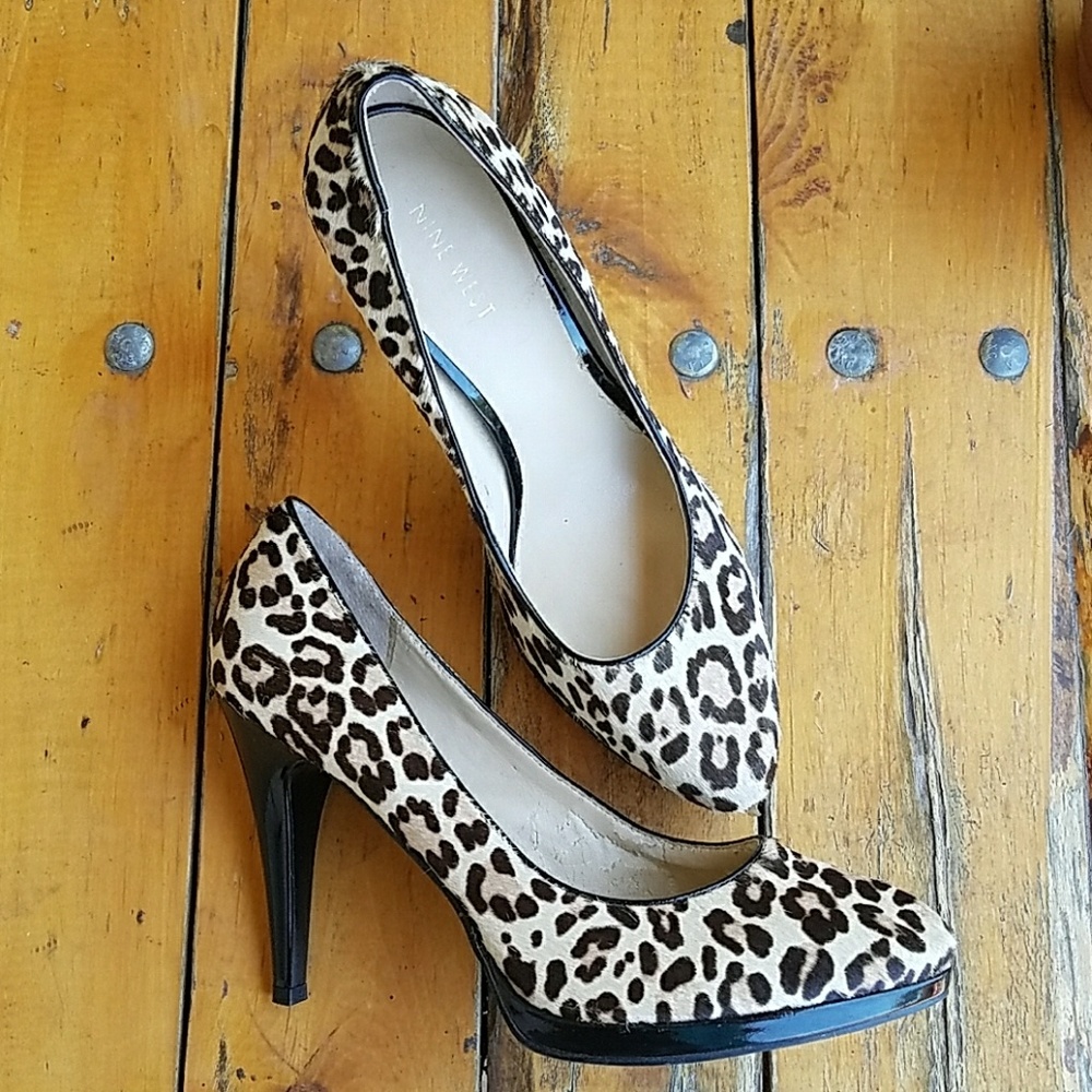 SOLD!  Nine West leopard print hairy pumps
